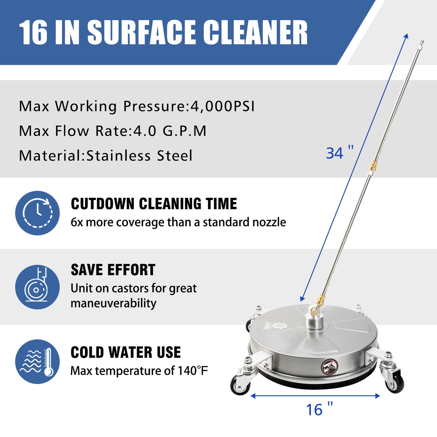 JANZ 16" Pressure Washer Surface Cleaner