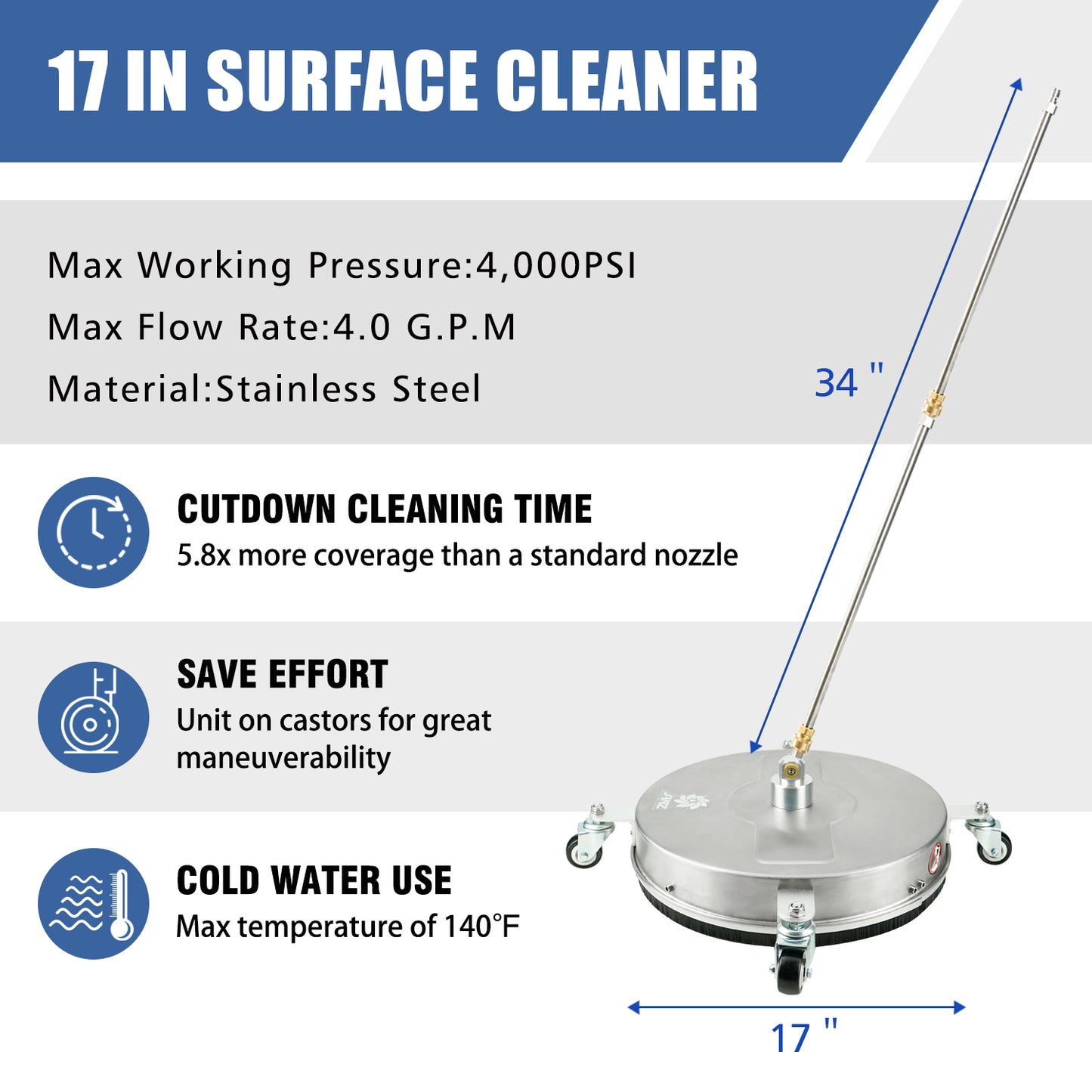 JANZ 17" Pressure Washer Surface Cleaner