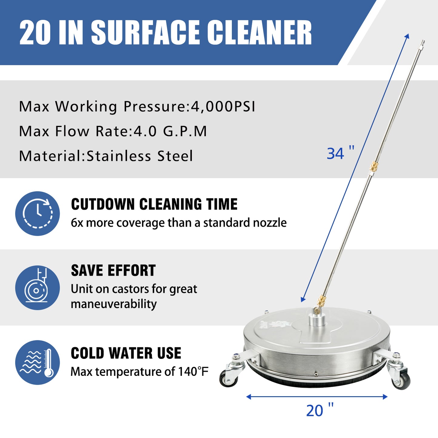 JANZ 20" Pressure Washer Surface Cleaner