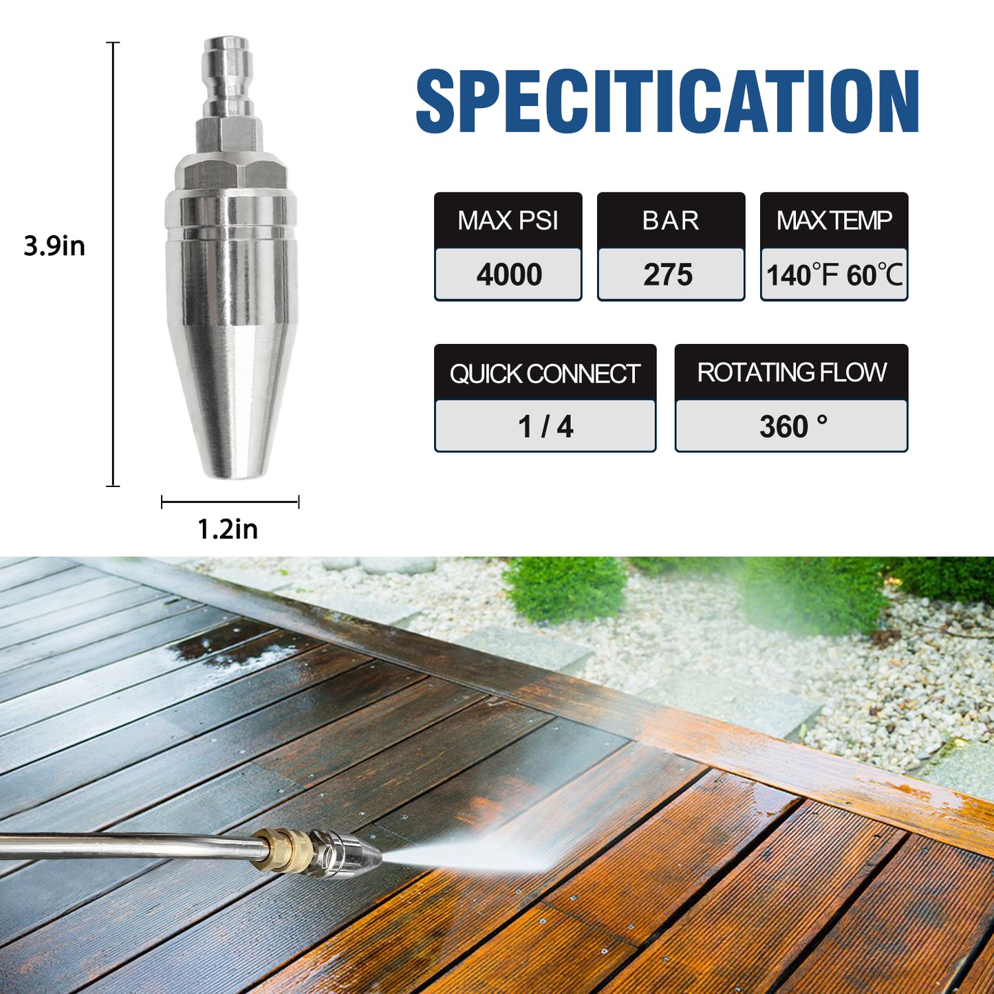 JANZ Pressure Washer Rotating Turbo Nozzle