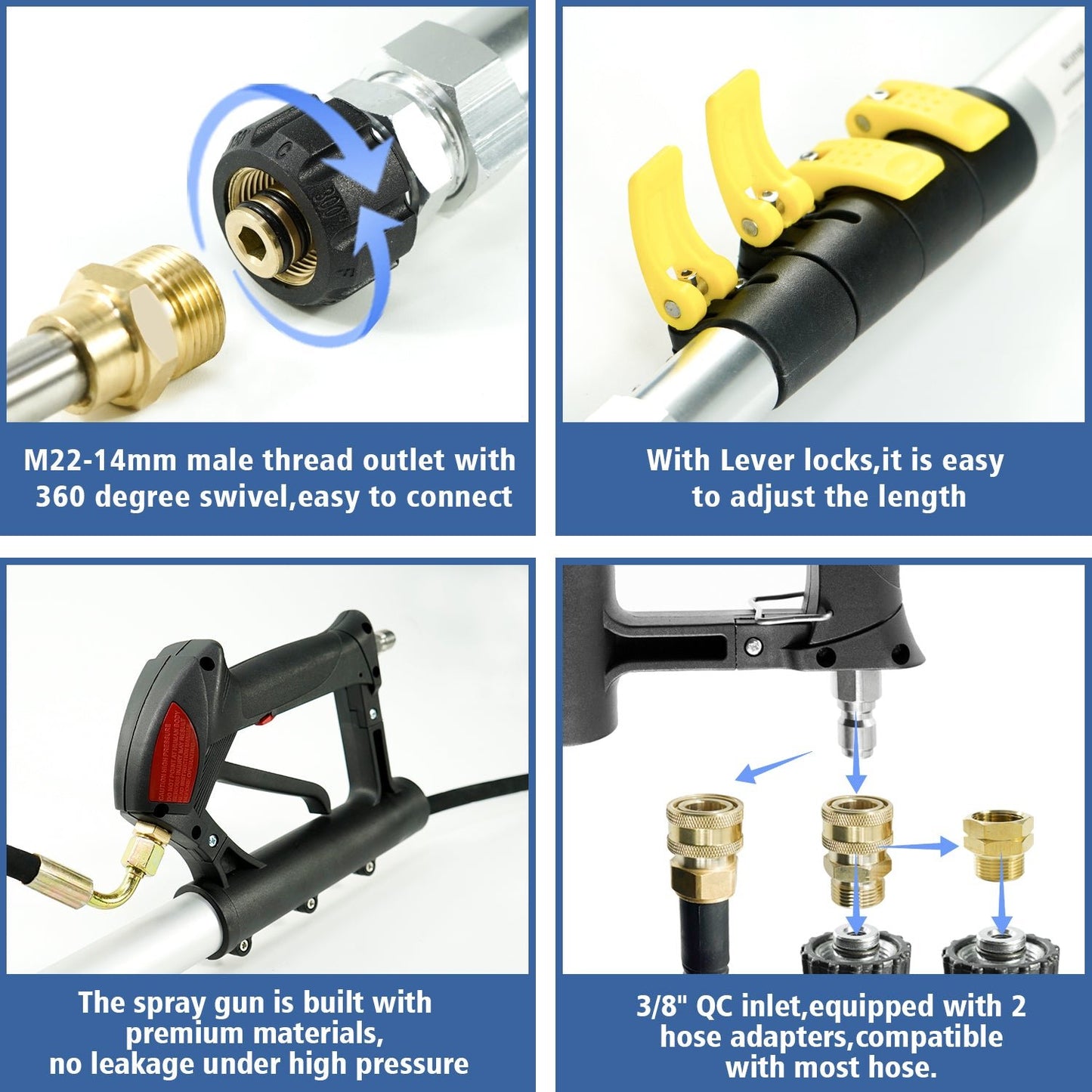 JANZ Pressure Washer Telescoping Wand with 3 Extension Wands - JANZ Direct