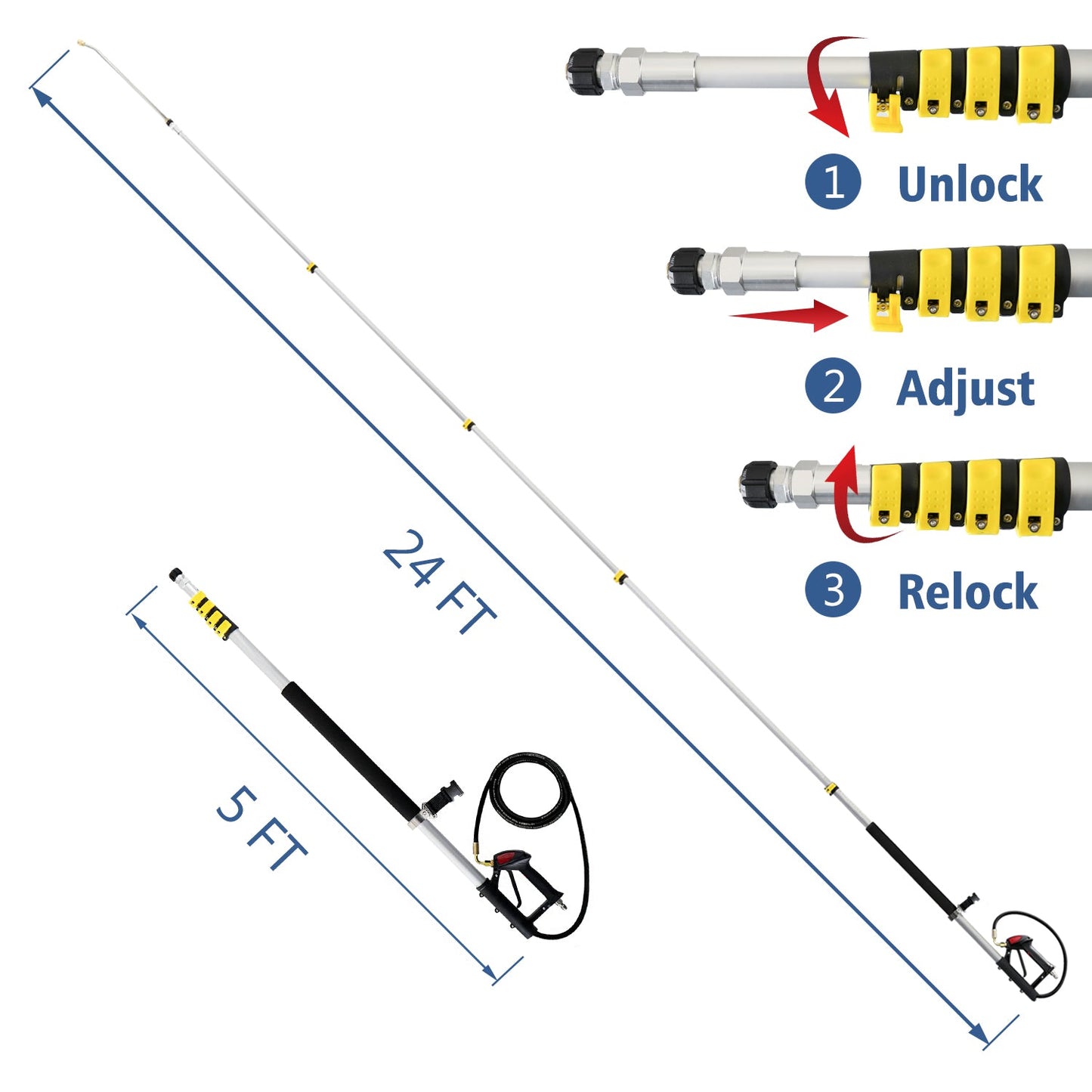 JANZ Pressure Washer Telescoping Wand with 3 Extension Wands - JANZ Direct
