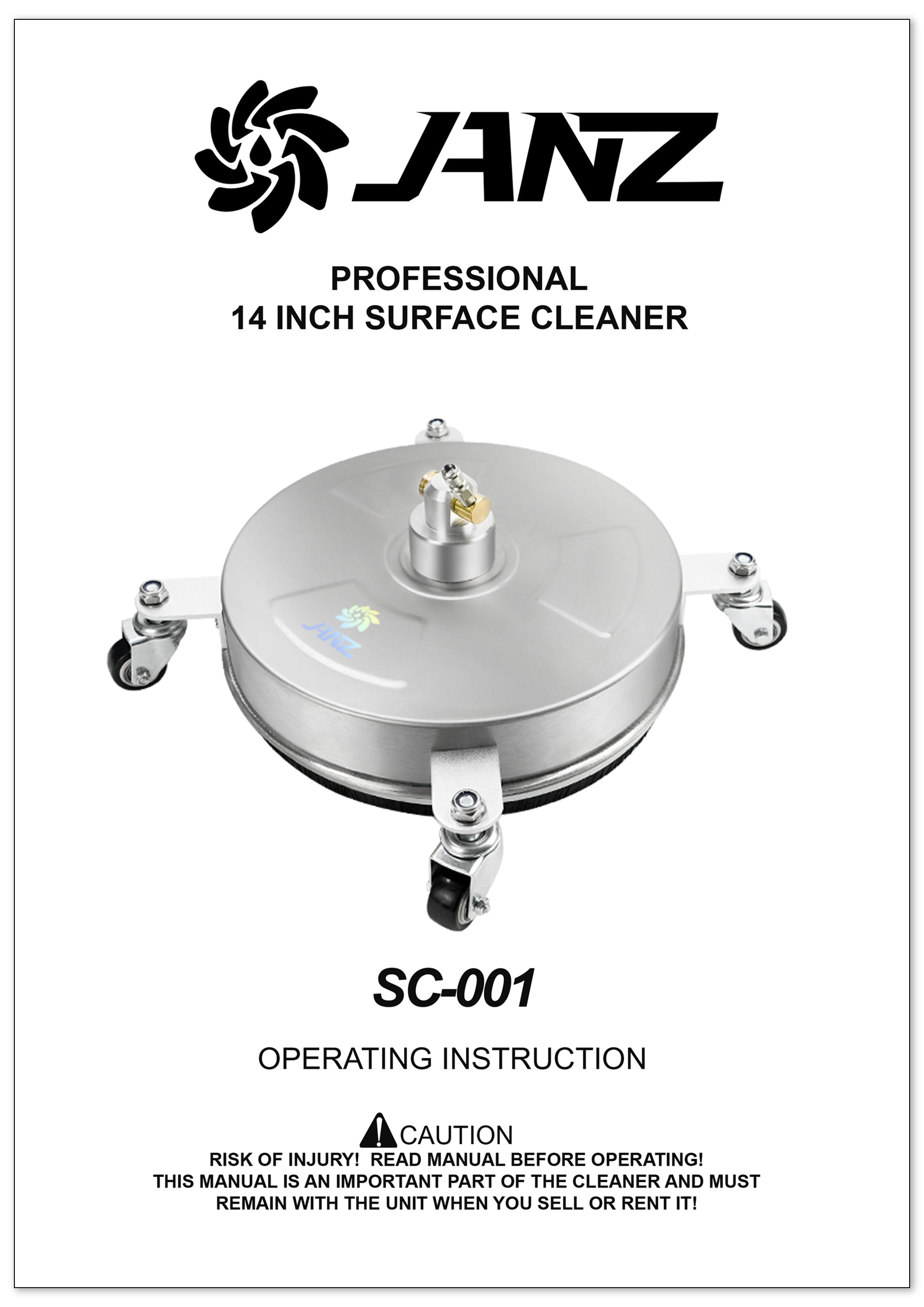 14" surface cleaner manuals