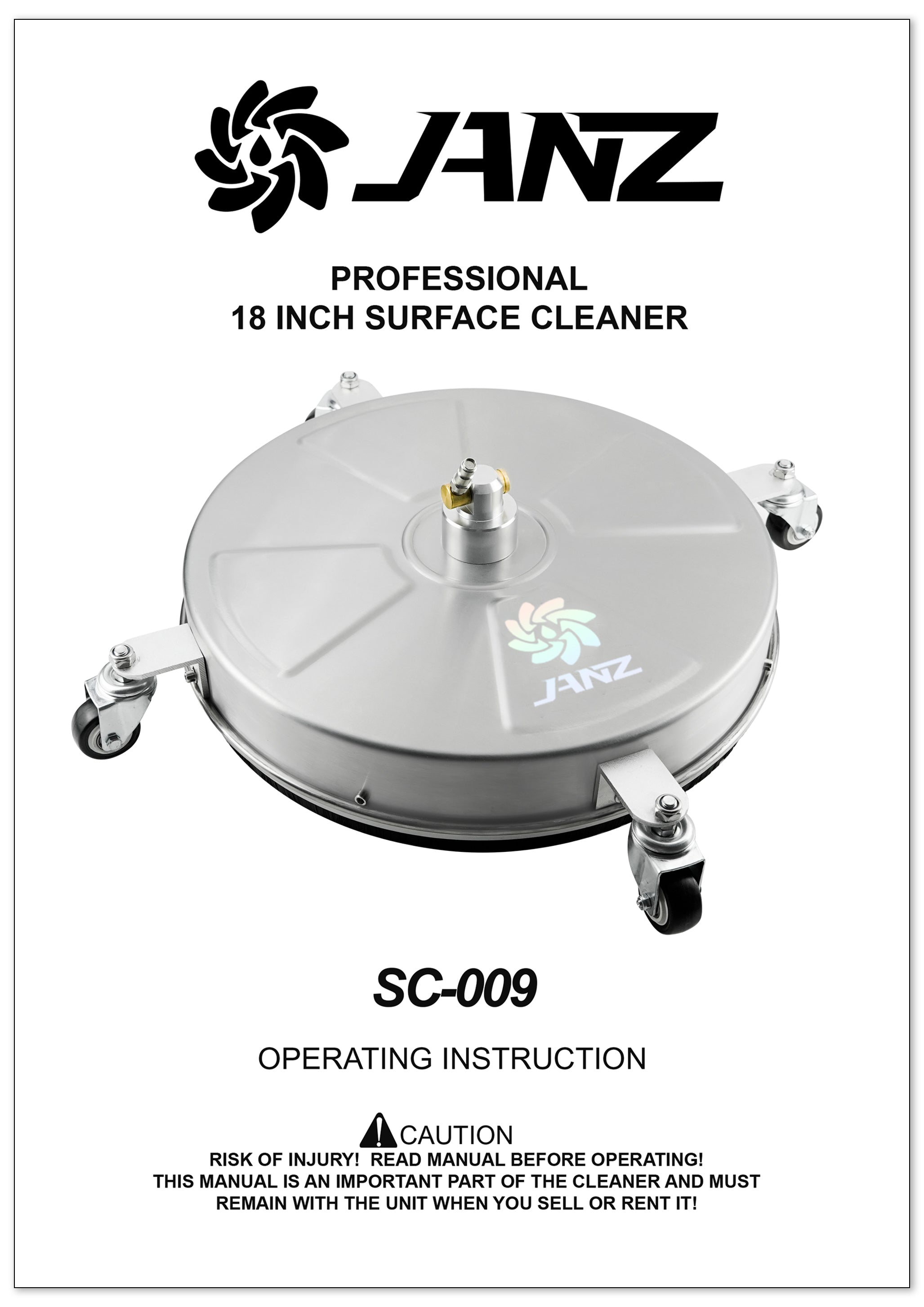 18" surface cleaner manuals