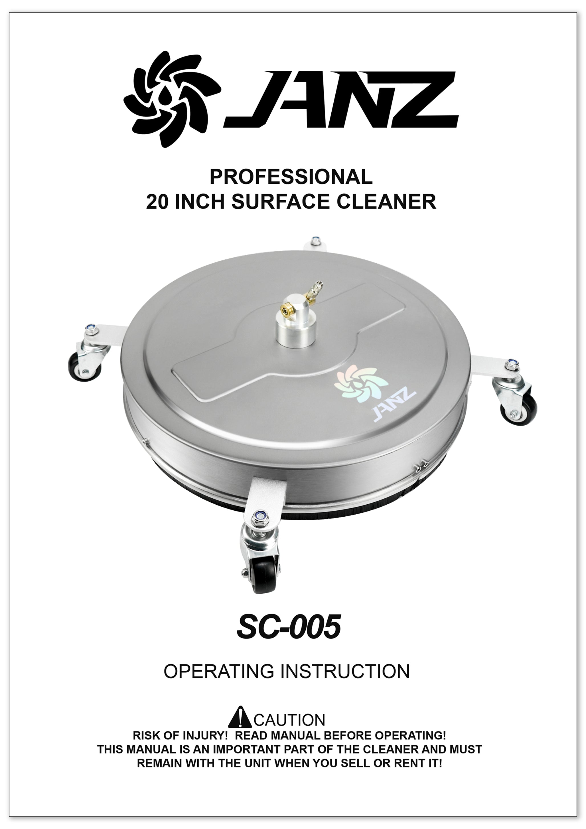 20" surface cleaner manuals