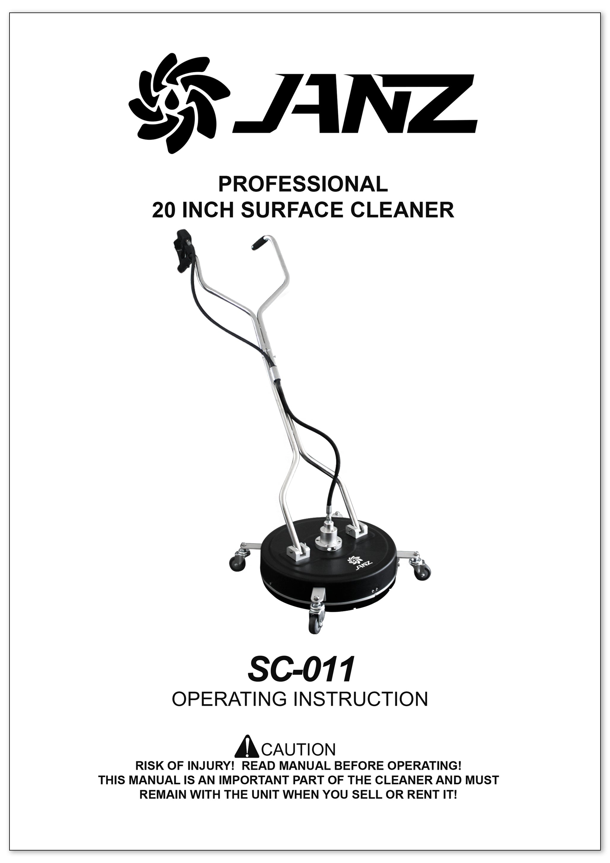 JANZ 20" Pressure Washer Surface Cleaner with Dual Handle - JANZ Direct