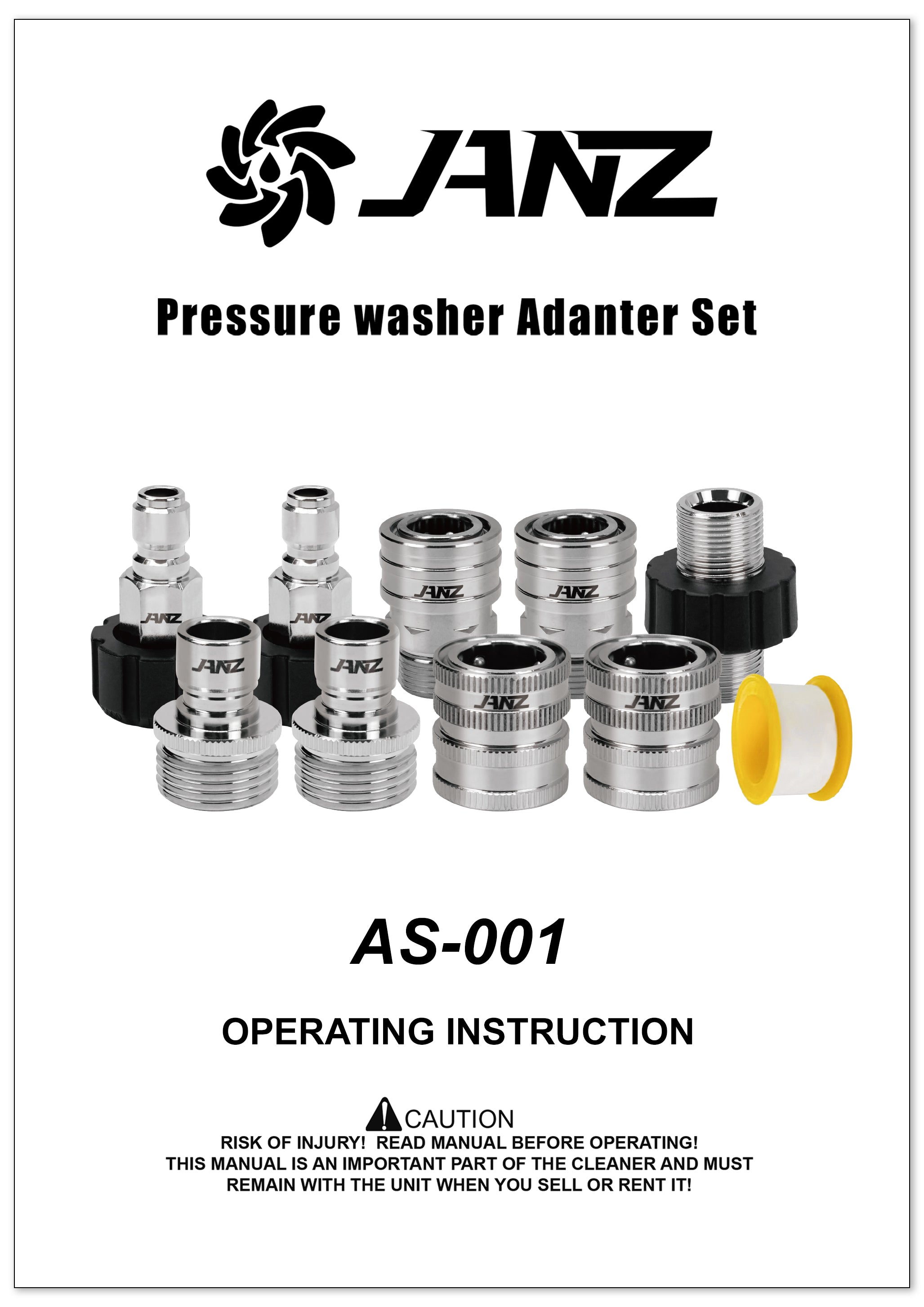 pressure washer adapter set manuals